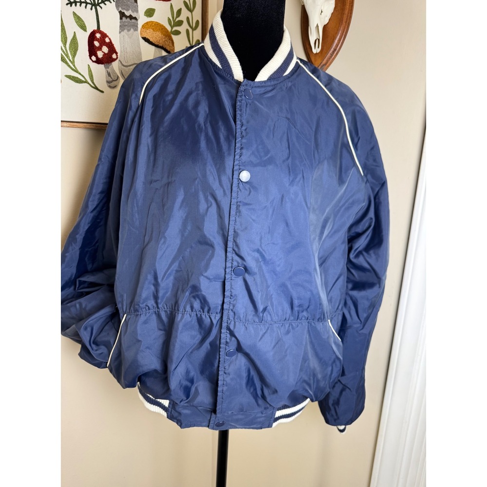 Vintage HI GEAR Navy Blue Bomber Jacket 70s 80s Varsity Windbreaker Mens XL